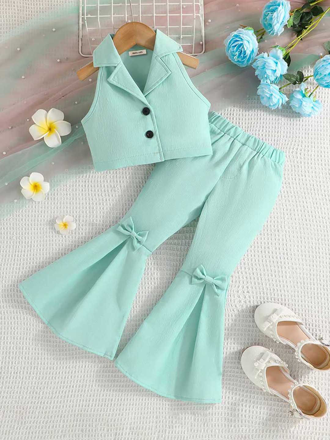 INCLUD Girls Lapel Collar Sleeveless Waistcoat With Trouser