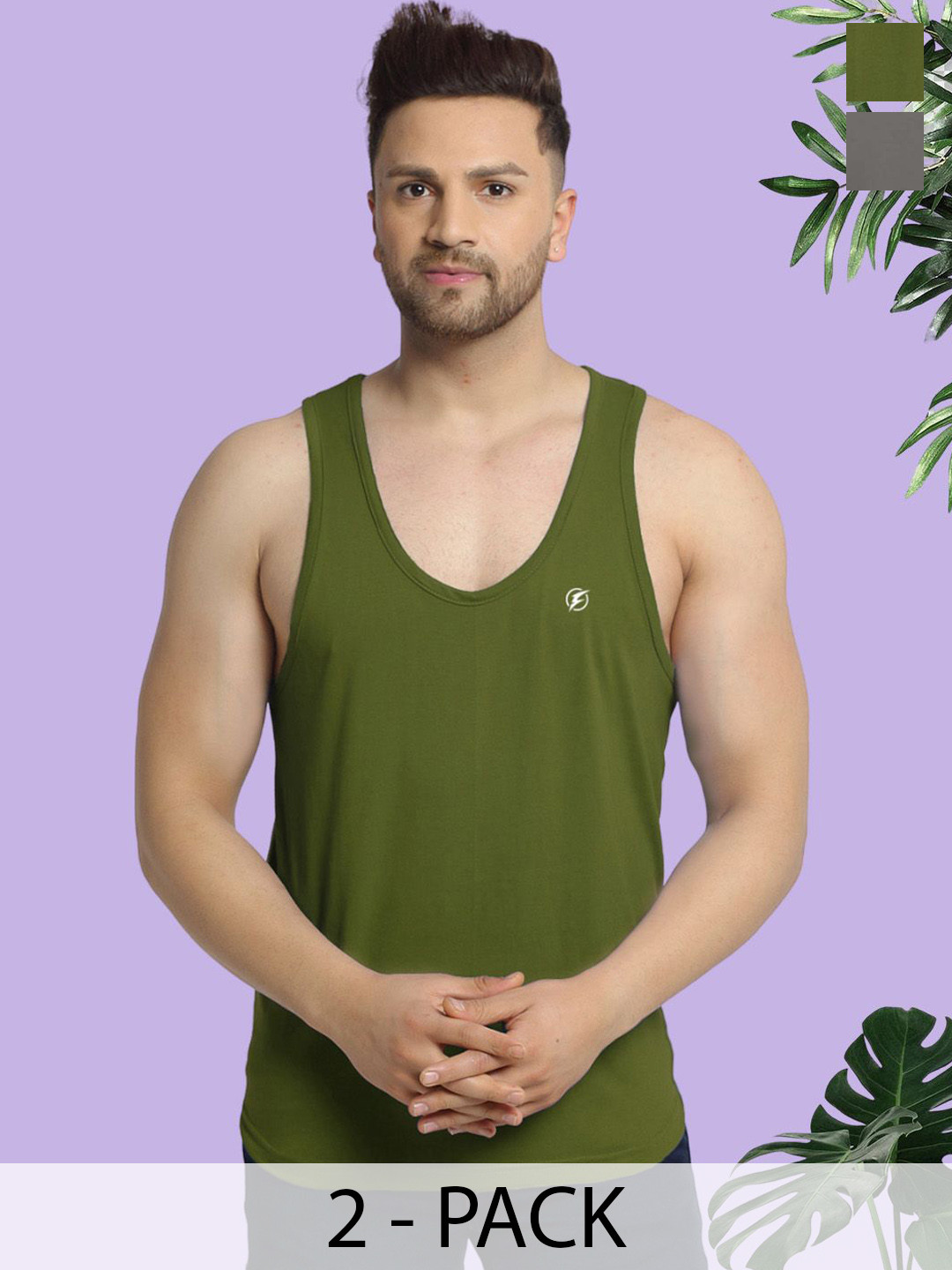 Friskers Men Pack Of 2 Cotton Anti-Bacterial Innerwear Vest C-34-41
