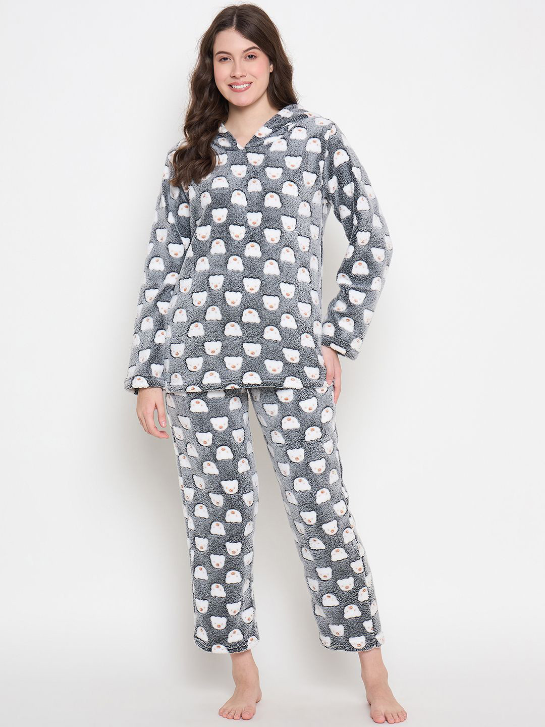 Camey Women Self Design Winter Night suit