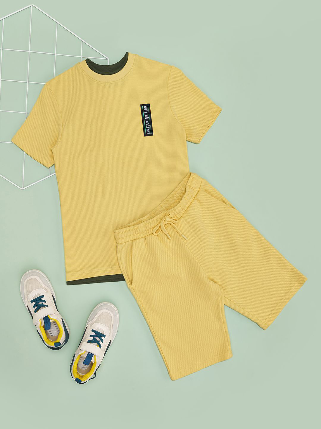 Pantaloons Junior Boys Round Neck Short Sleeves Pure Cotton T-Shirt With Shorts
