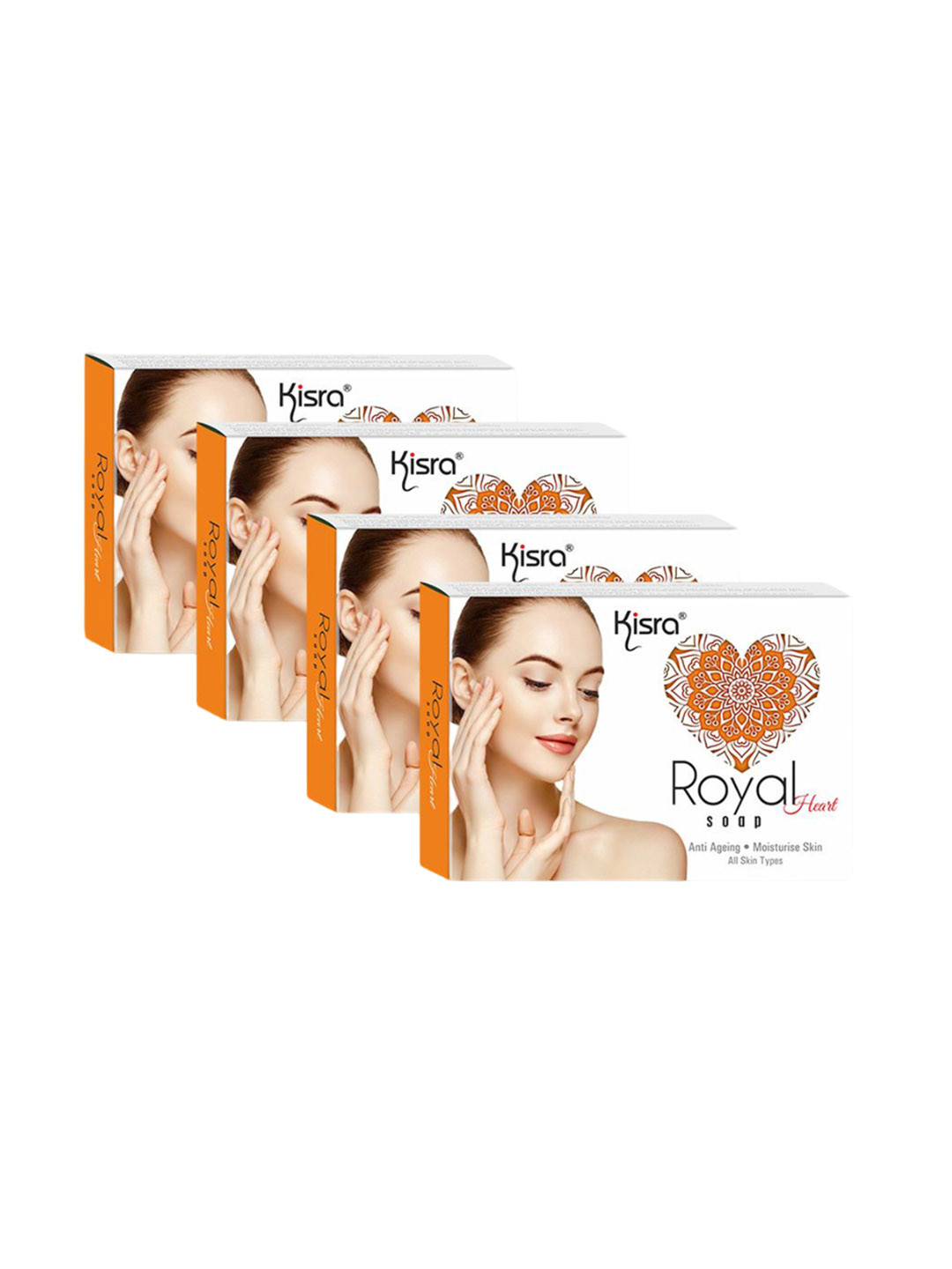 KISRA Set Of 4 Royal Heart Soap To Reduce Wrinkles - 75 g Each