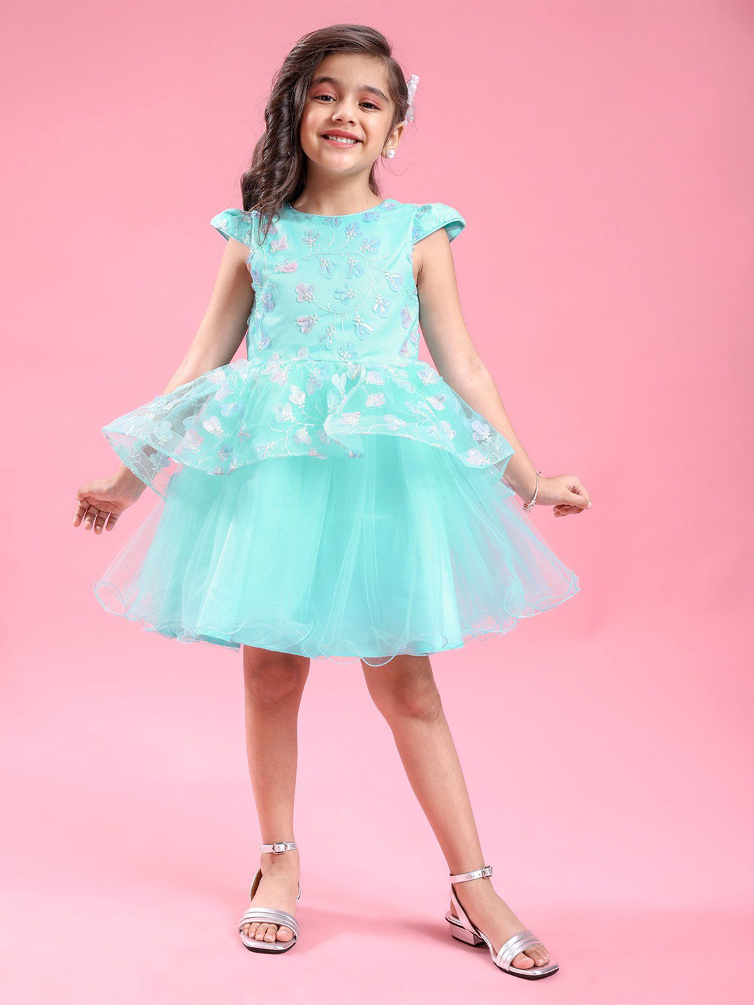 Mark & Mia Girls Applique Floral Fit & Flare Dress