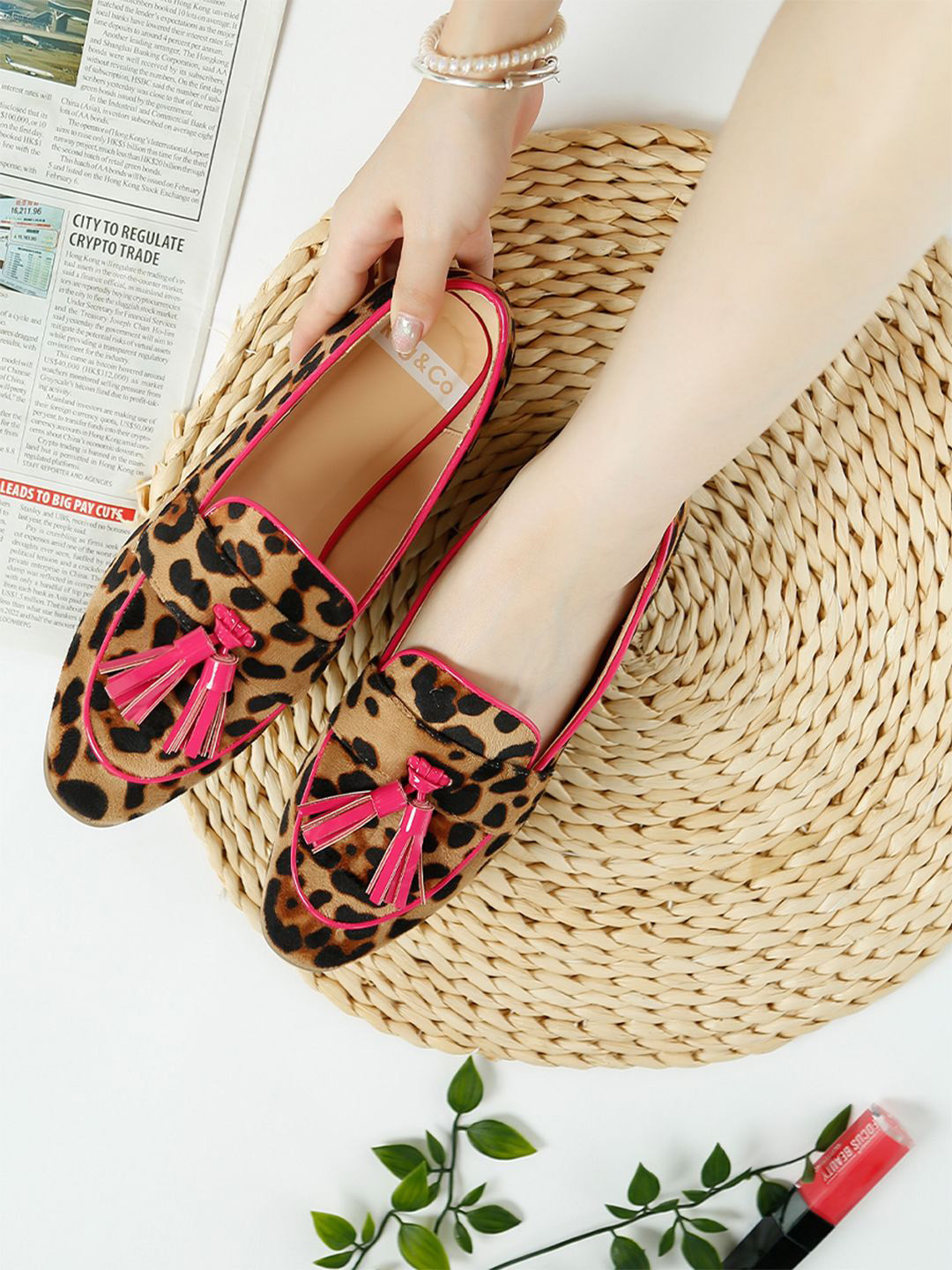 RAG & CO Women Animal Printed Tassel Loafers