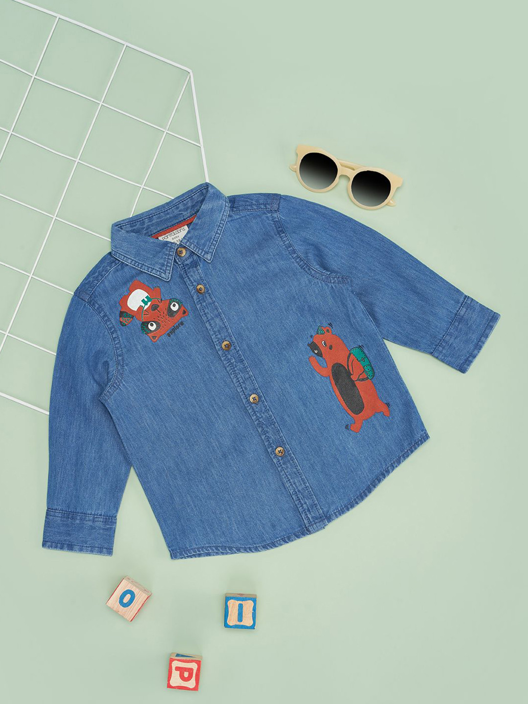 Pantaloons Baby Boys Cutaway Collar Graphic Printed Cotton Casual Shirt