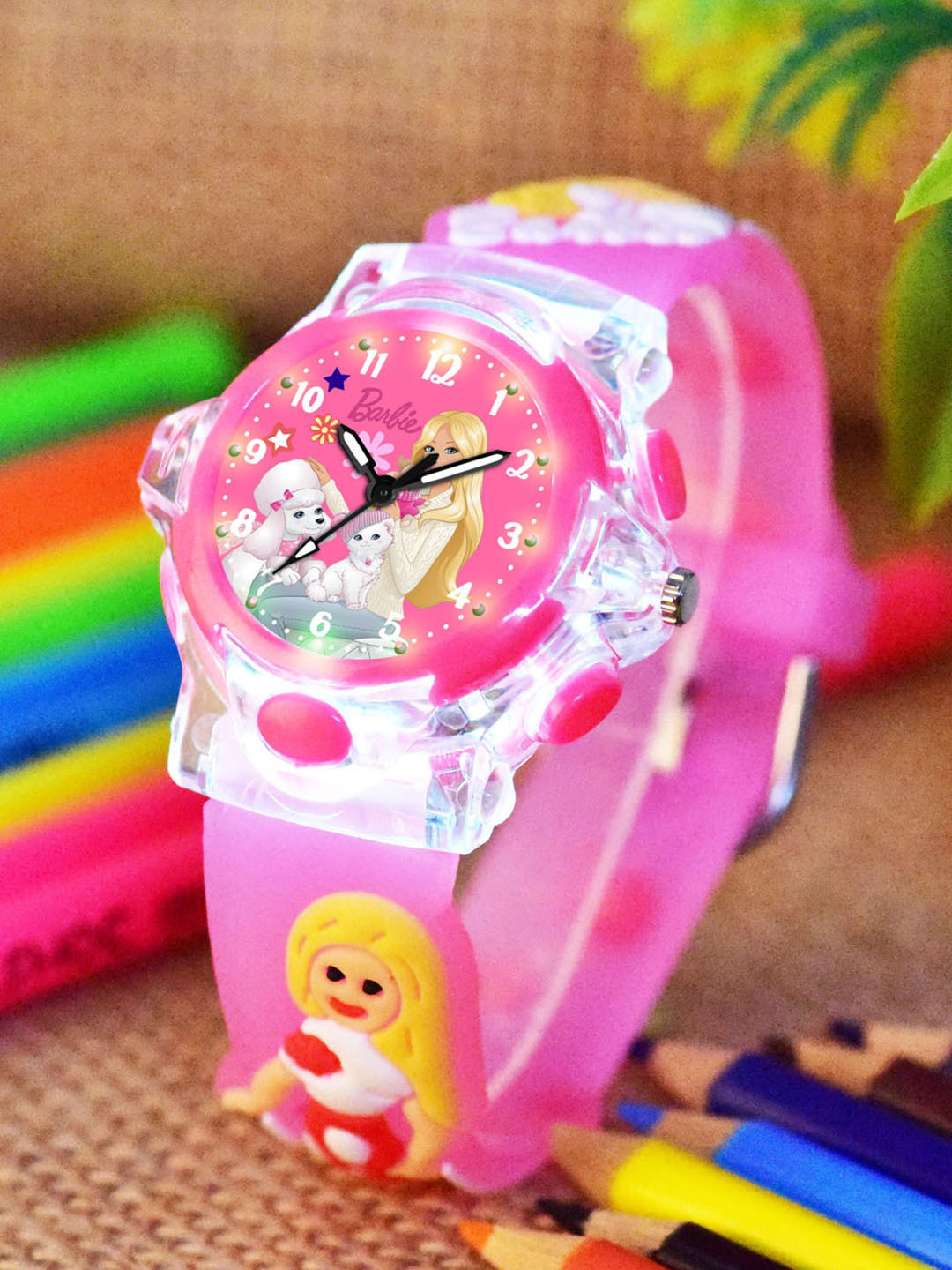 Shocknshop Girls Printed Dial & Straps Analogue Watch 337 Barbie Pink