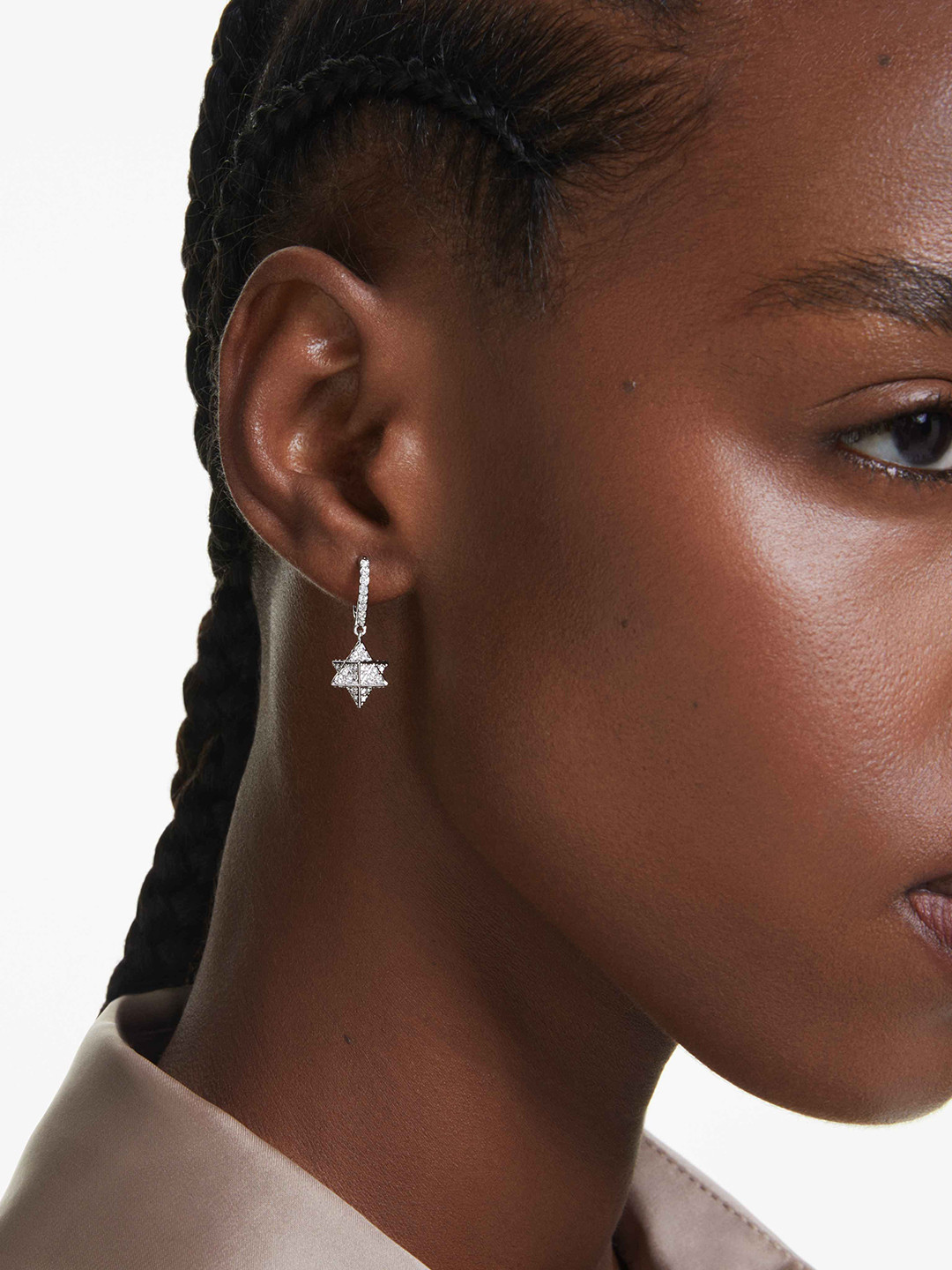 SWAROVSKI Rhodium-Plated Crystal Stone-Studded Drop Earrings