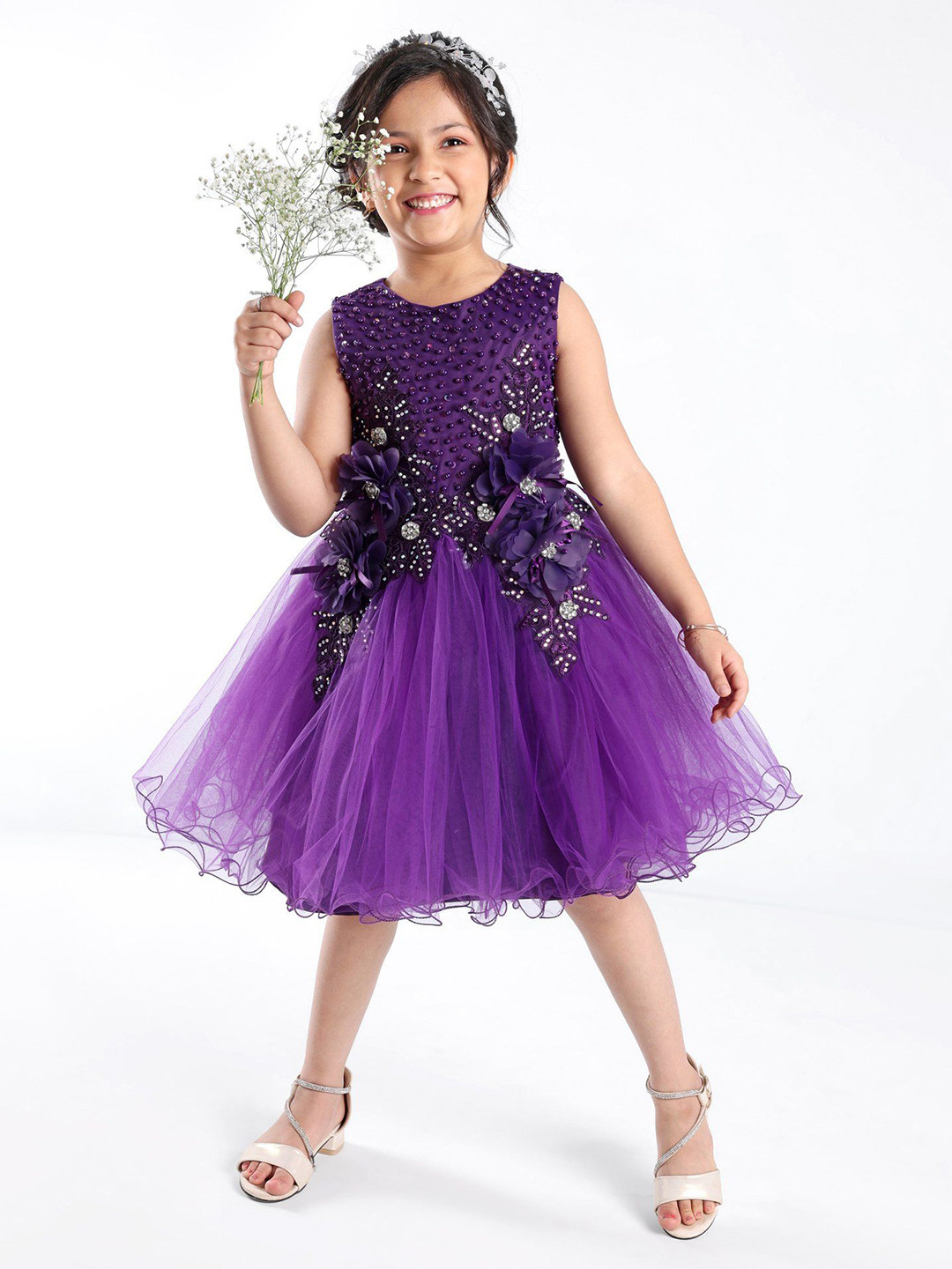 Mark & Mia Peplum Sleeveless Purple Kids-GirlsParty Dress