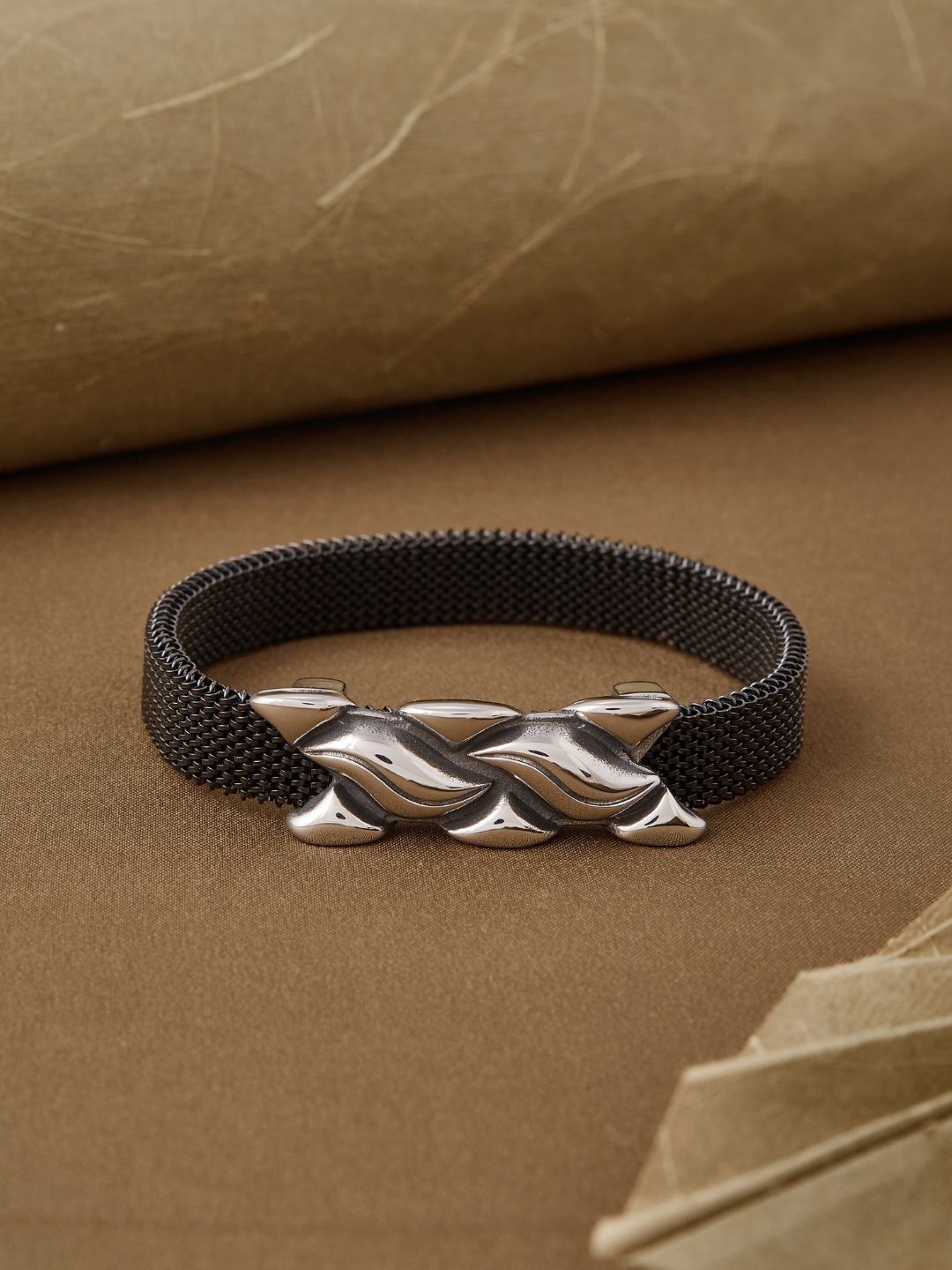 PYLON Men Stainless Steel Elasticated Bracelet
