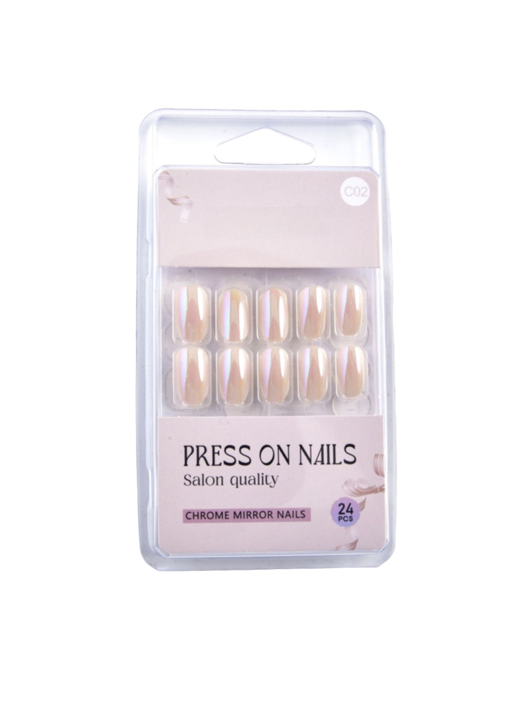 RANORE Chrom Mirror 24-Pcs Press-On Nails - C02 Cream