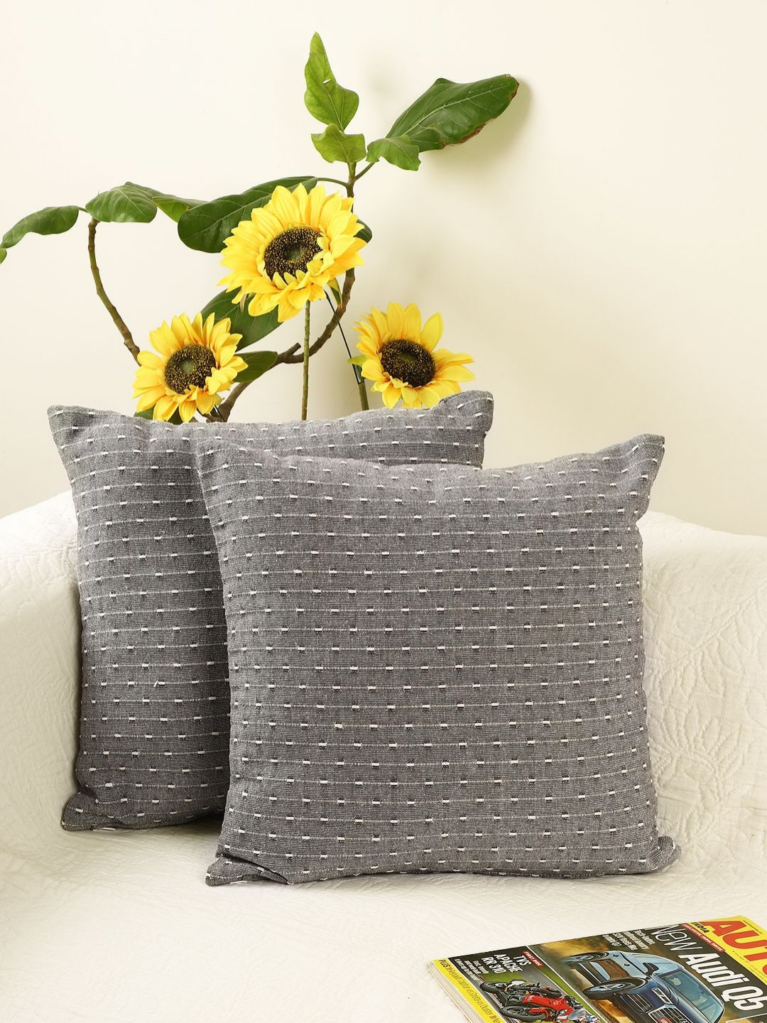 Jamio Firati Chic Dot Pattern Geometric Cotton 2 Pcs Cushion Covers - 16 x 16 In