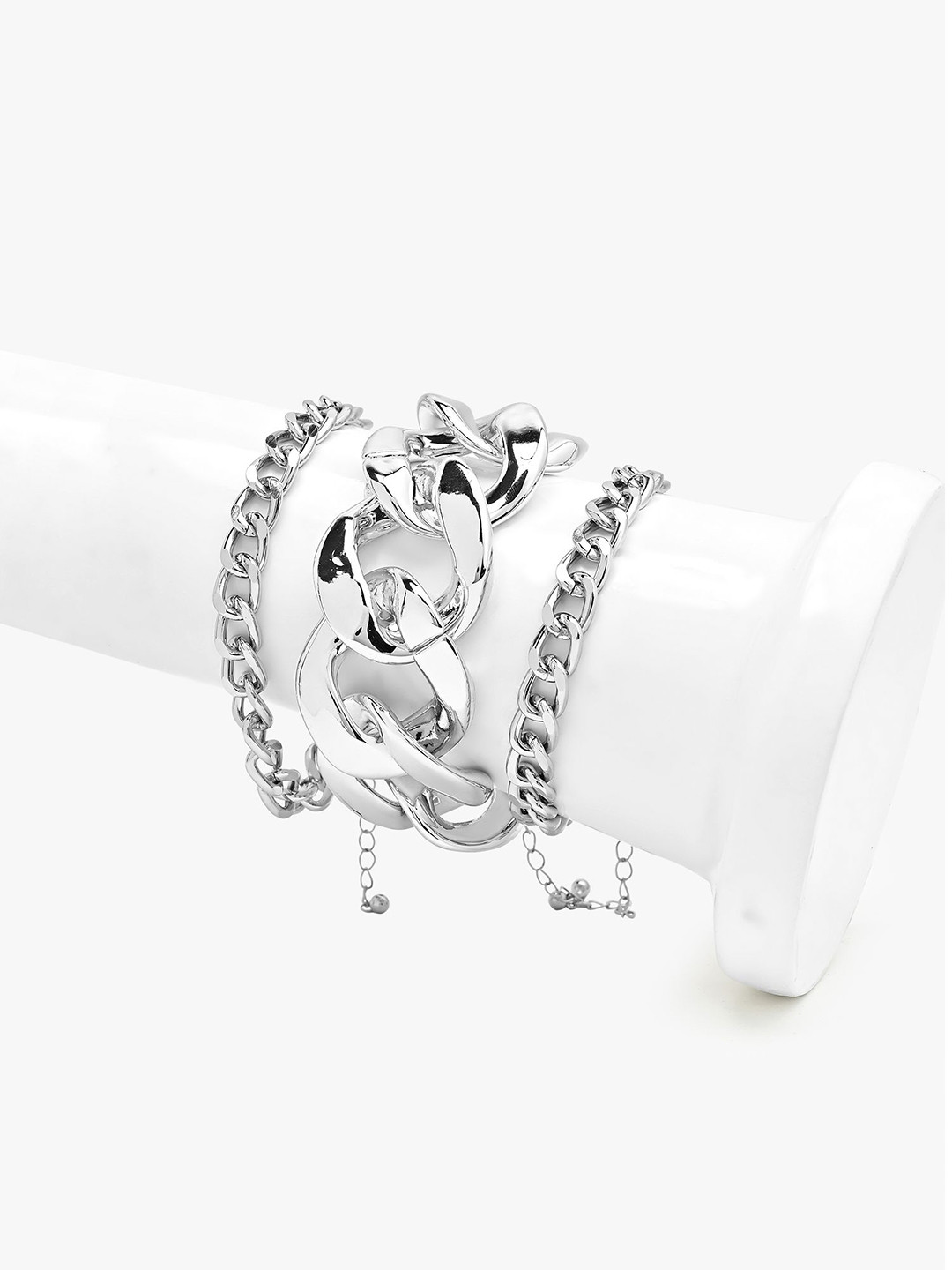 Kazo Silver-Plated Trio Statement Bracelet Set