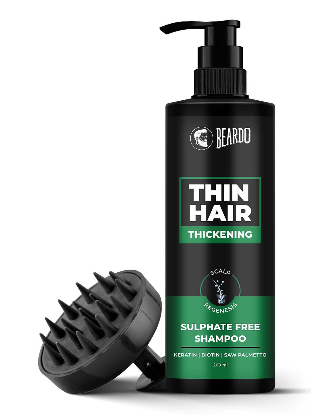 BEARDO 2 Pcs Scalp Massager & Thin Hair Thickening Shampoo - 200ml