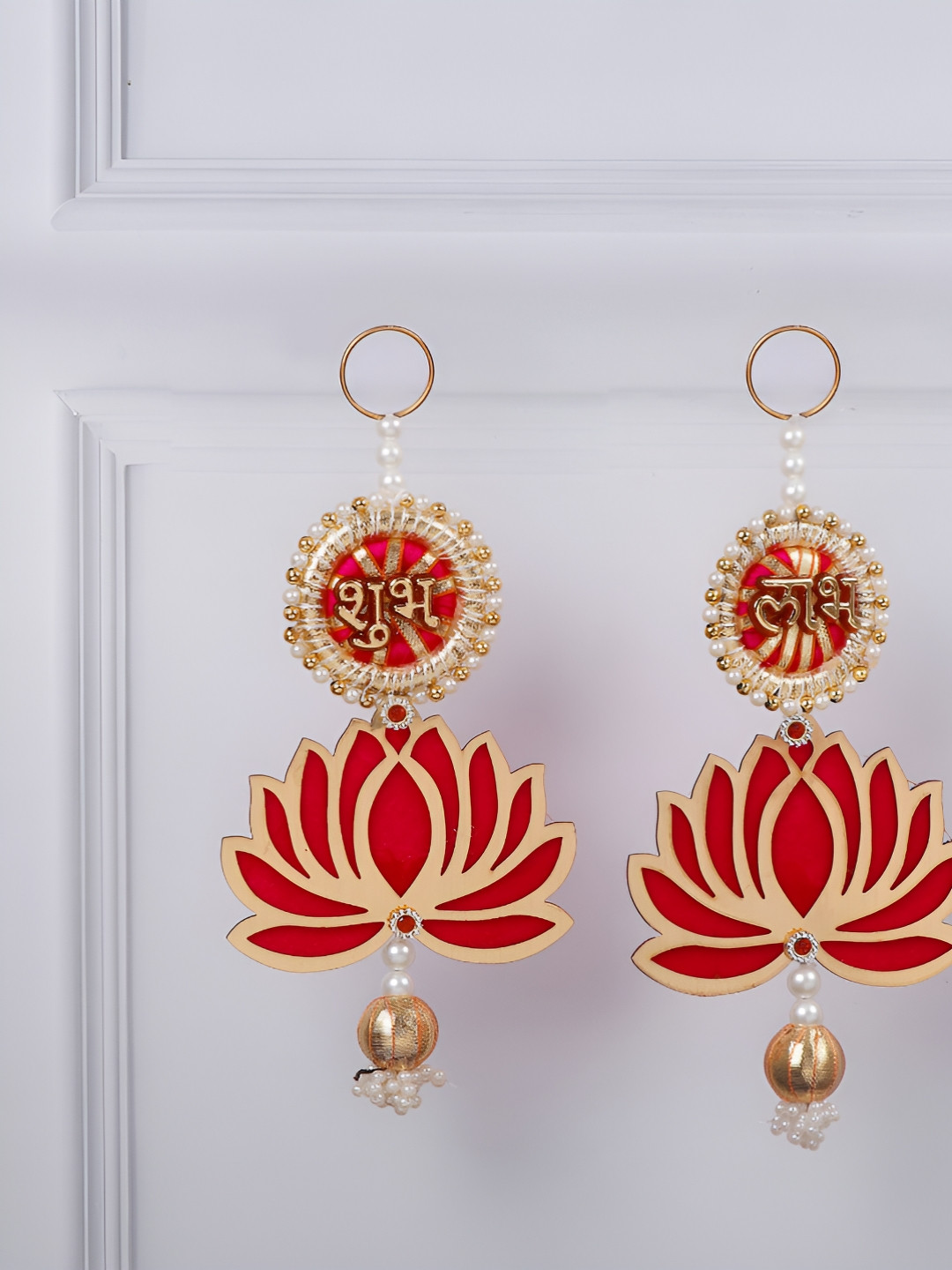 Archies Pink 2 Pieces Shubh Labh Lotus Hanging