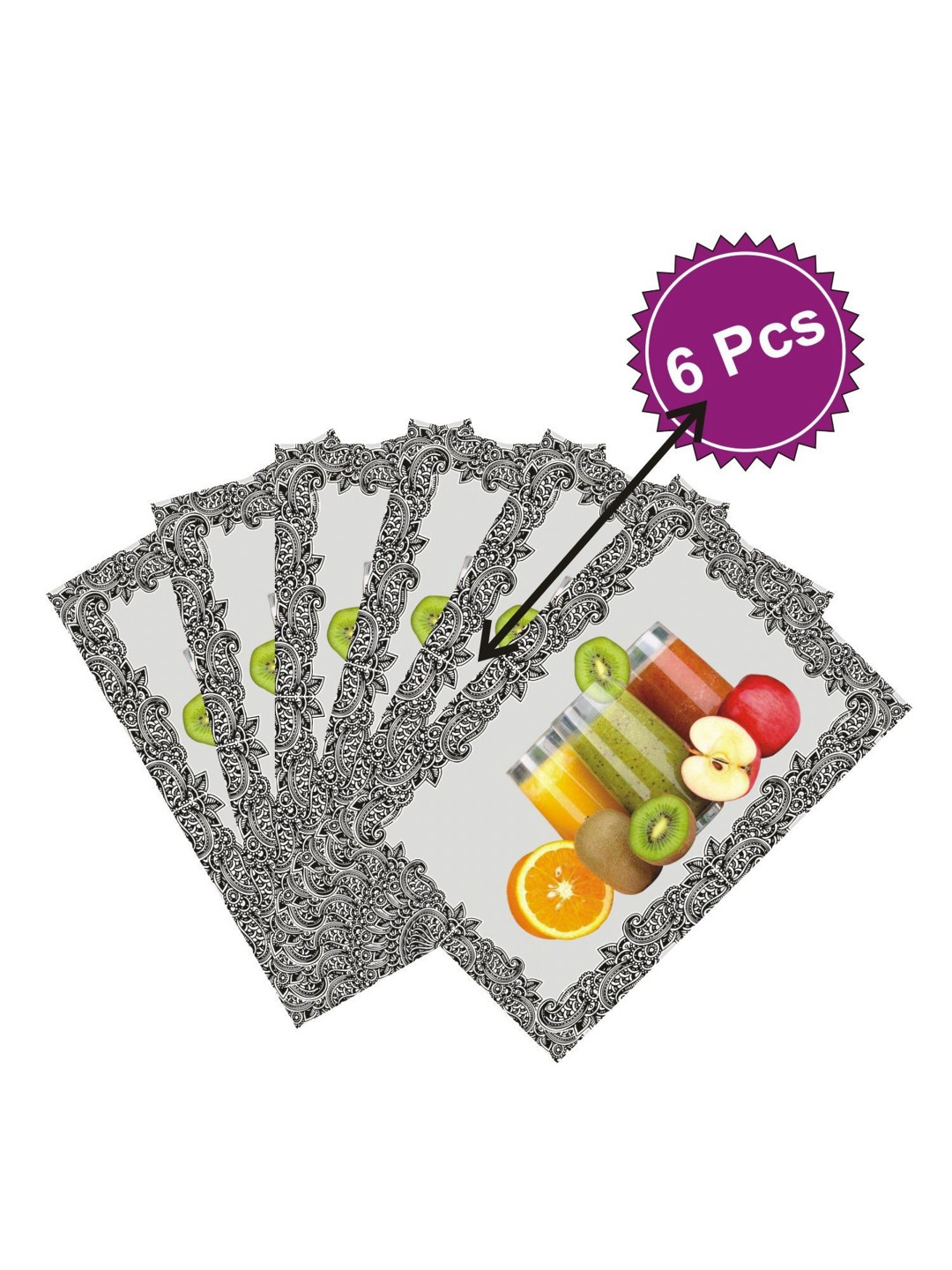 LooMantha Green and Grey 6 Pieces Printed Table Placemats