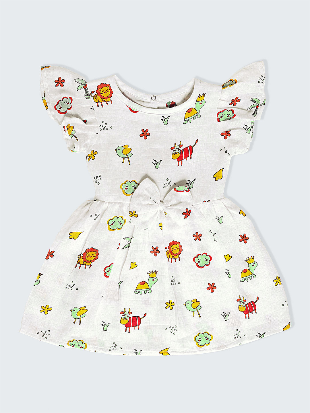 FEBVIBE Girls Print Organic Cotton Fit & Flare Dress