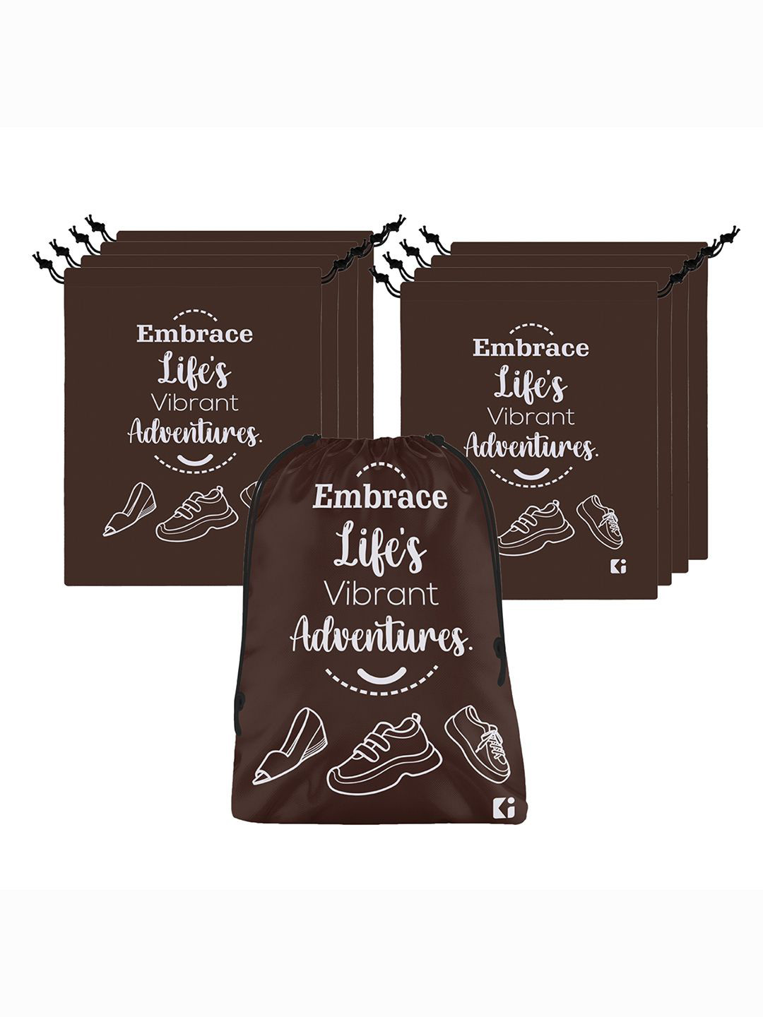 Kuber Industries 9 Pcs Drawstring Shoe Bag