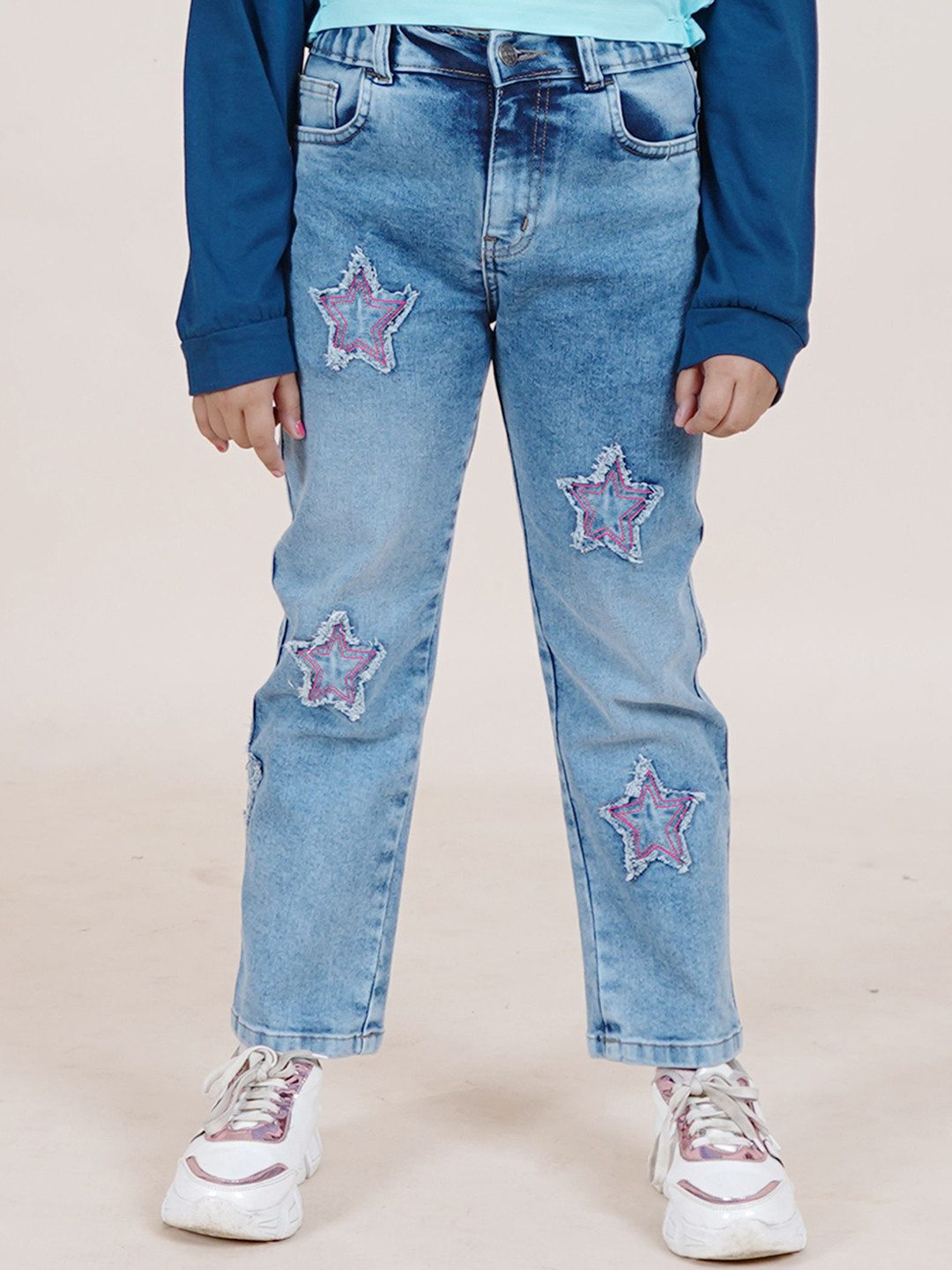 KiddoPanti Girls Jean Acid Wash Stretchable Jeans