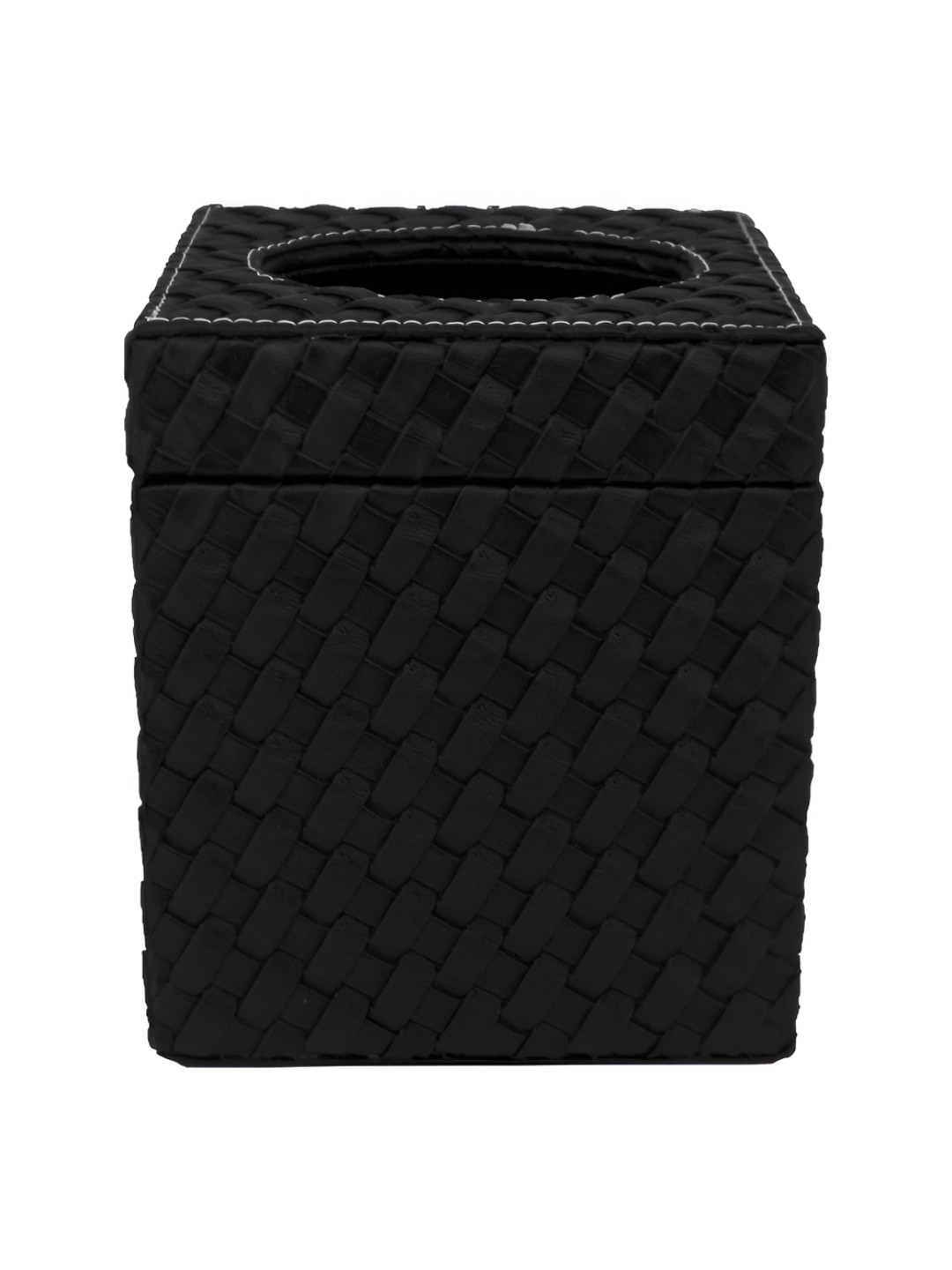 Premsons Black Square Shaped Leather Tissue Holder