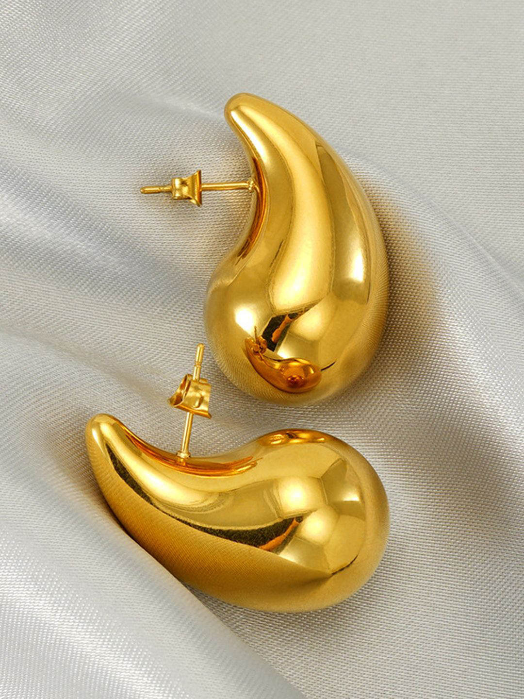 styledose Gold-Plated Teardrop Stud Earrings