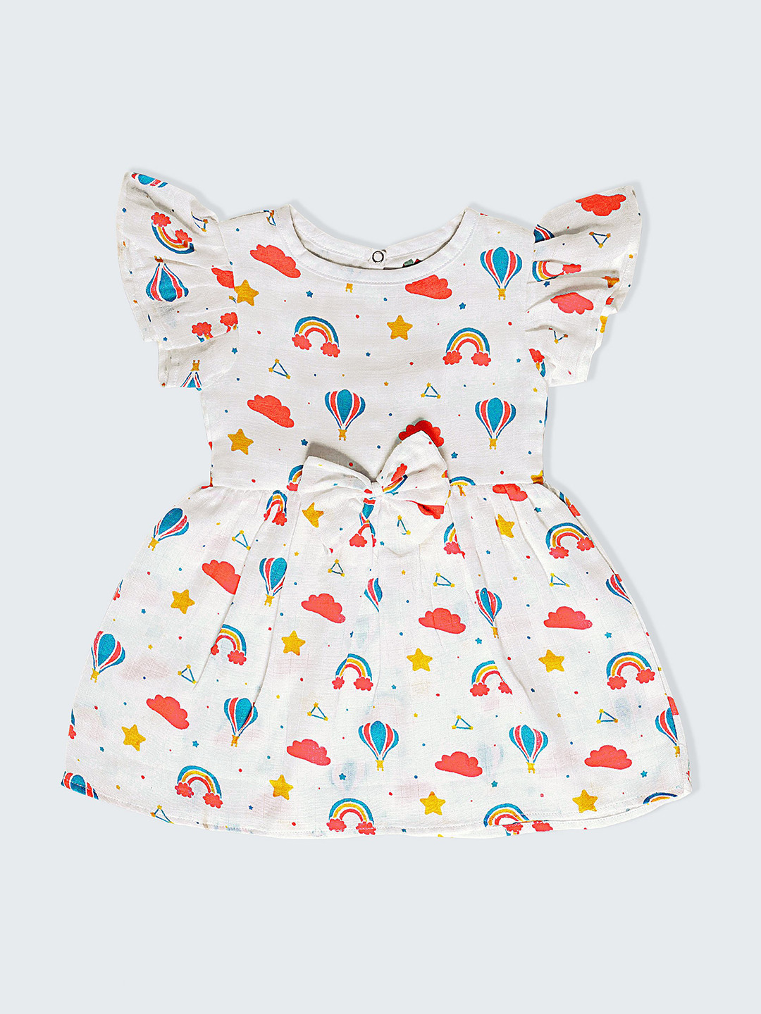 FEBVIBE Girls Printed Organic Cotton Fit & Flare Dress