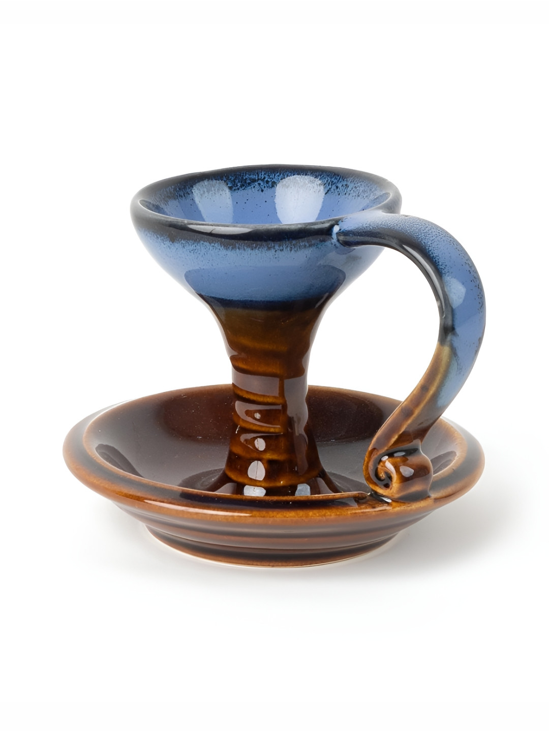 BODHI HOUSE Brown & Blue Printed Ceramic Incense Burner