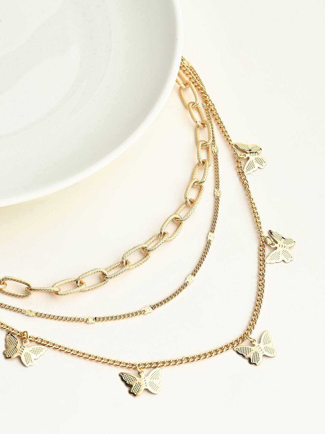 Kazo Gold-Plated  Multi-Layered Butterfly Necklace