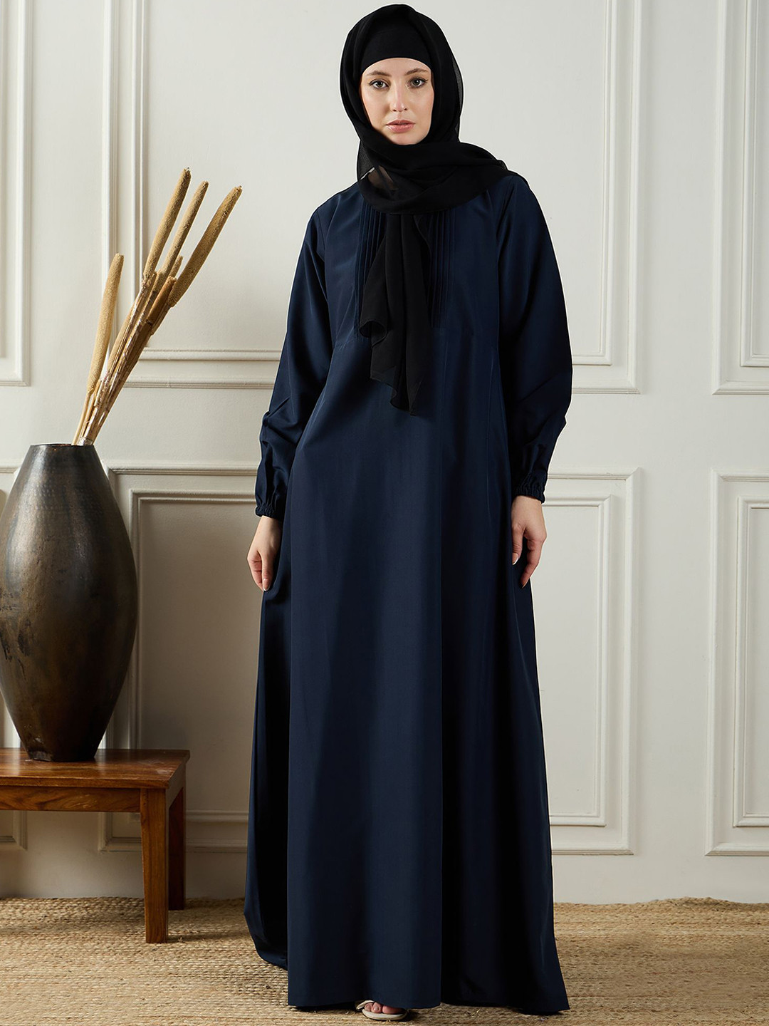 NABIA Solid Abaya Burqa With Scarf