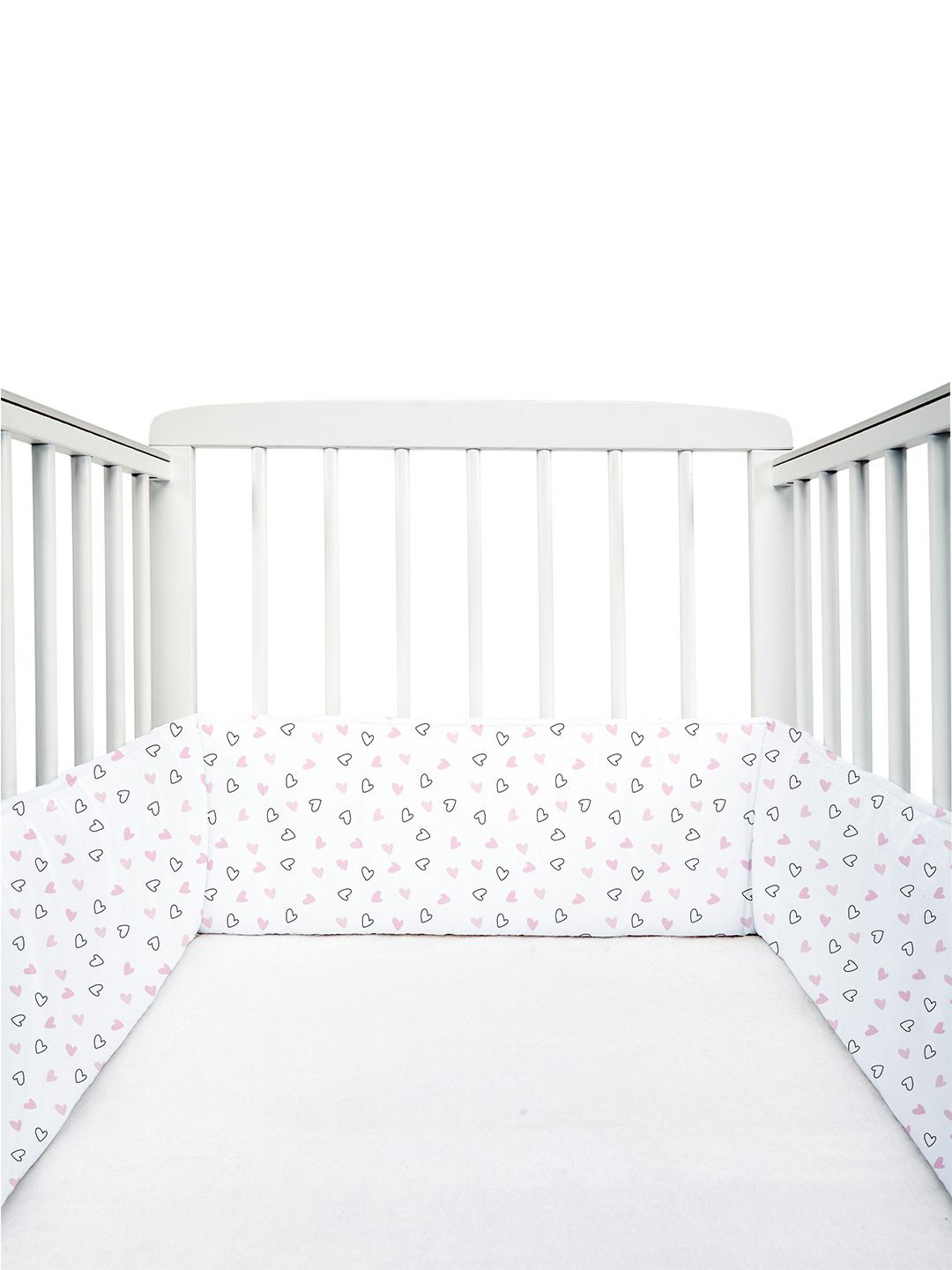 The White Cradle White & Grey Printed Pure Organic Cotton Cot Bumper Bed Sets