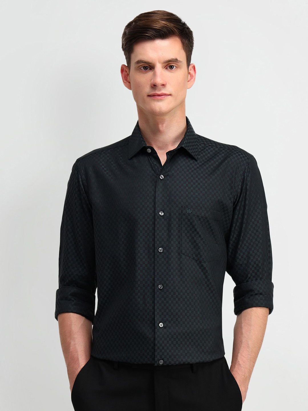 Arrow Men Manhattan Spread Collar Micro Ditsy Printed Cotton Slim Fit Formal Shirt