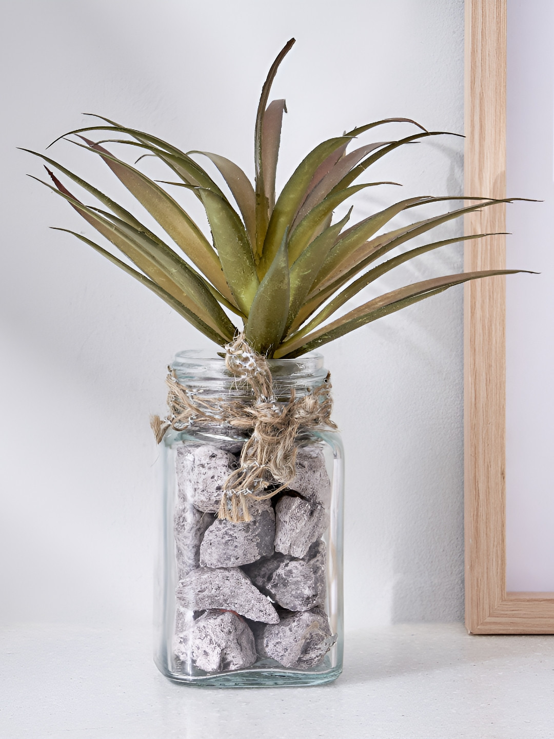 Home Centre Corsica Transparent Daffodil Aloe Vera Artificial Plant With Pot