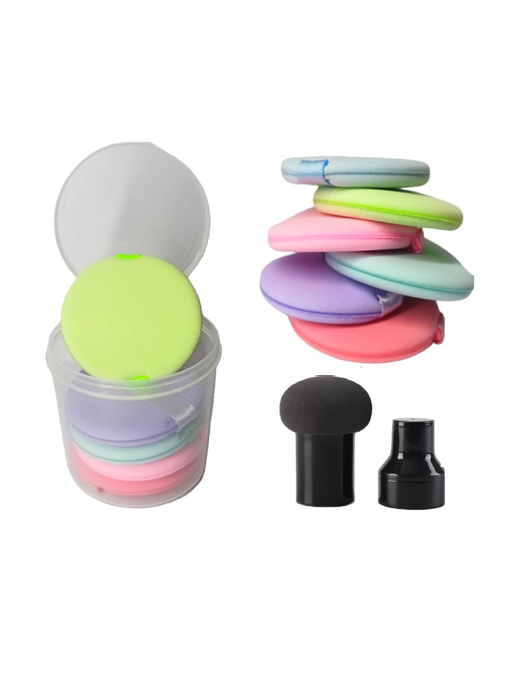 Facejewel Set Of 5 Powder Puff With Mushroom Puff & Box