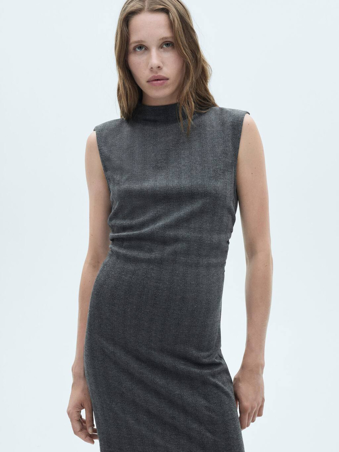 MANGO Herringbone Design Sheath Mini Dress