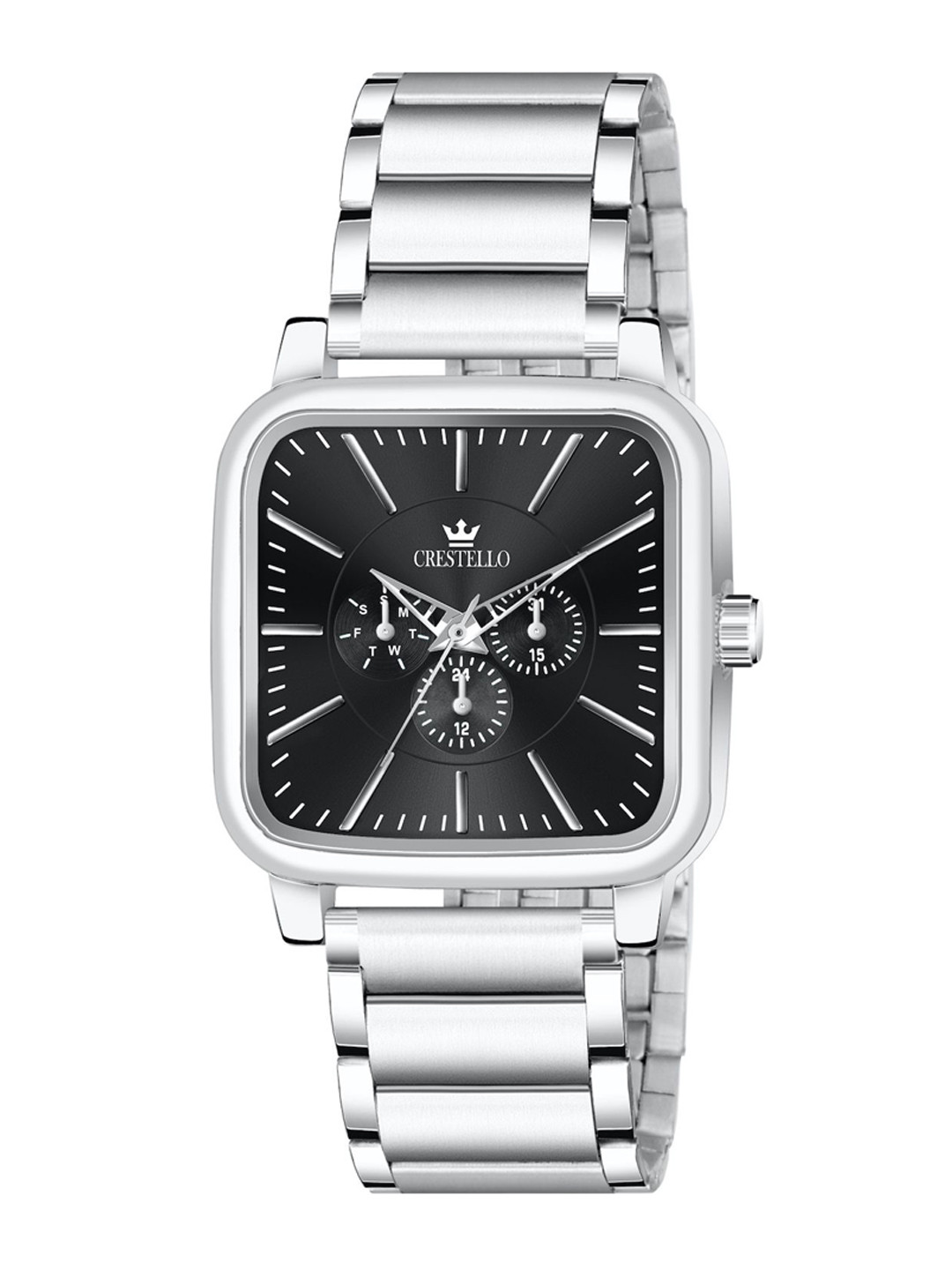 CRESTELLO Men Dial & Stainless Steel Straps Analogue Watch CR-GS041-BLK-CH