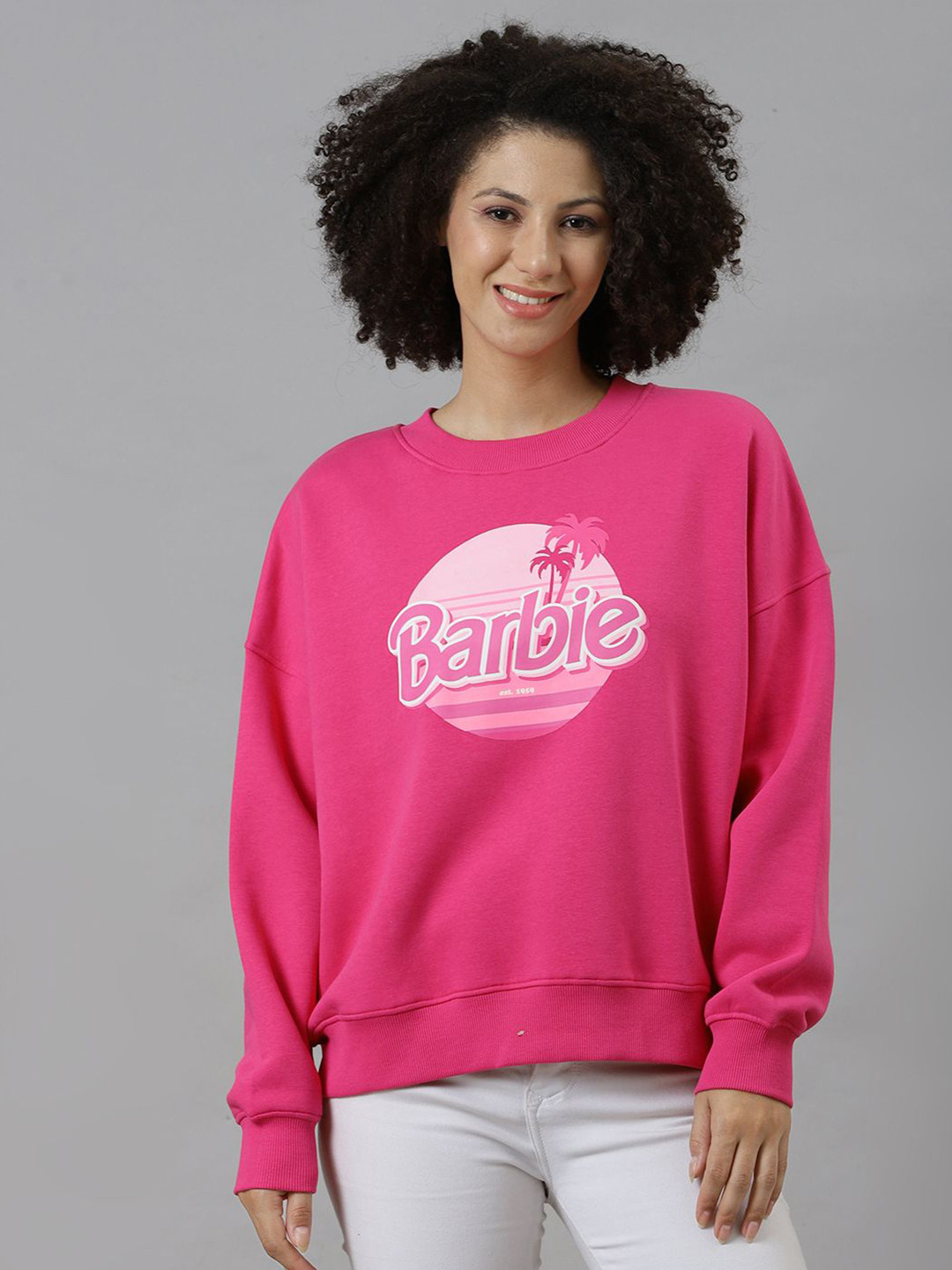 Free Authority Barbie Printed Oversized Fit Sweatshirt For Women