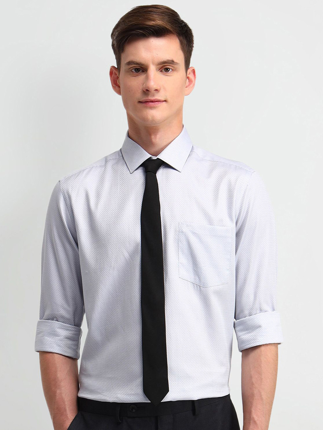 Arrow Men Manhattan Spread Collar Micro Ditsy Printed Cotton Slim Fit Formal Shirt