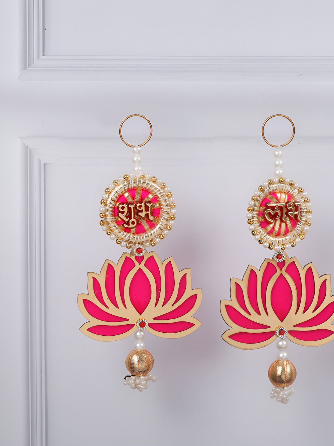 Archies Pink 2 Pieces Shubh Labh Lotus Hanging