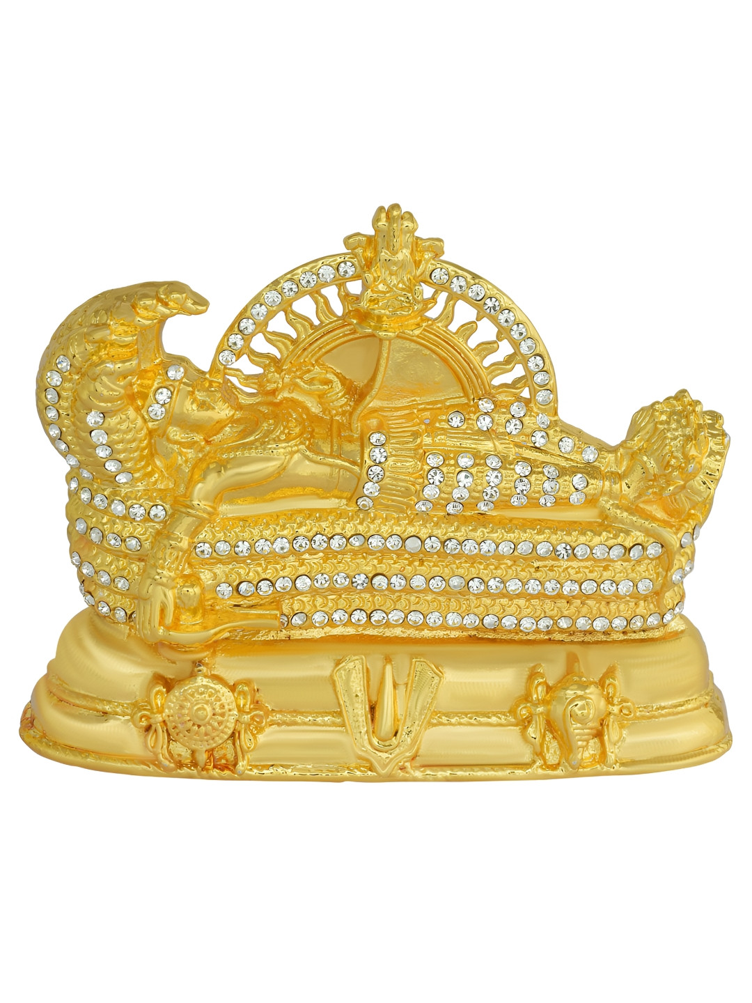 MEMOIR Ananth Lord Vishnu Gold Brass Metallic Prayer Room Tiny Showpiece - 4 Inches