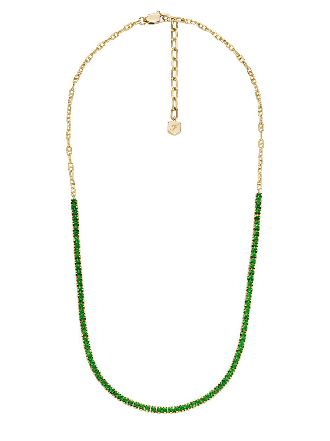 Fossil Stainless Steel Stone Studded Heritage Necklace