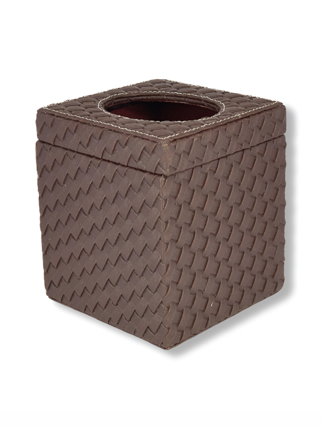 Premsons Brown Square Shaped Leather Tissue Holder