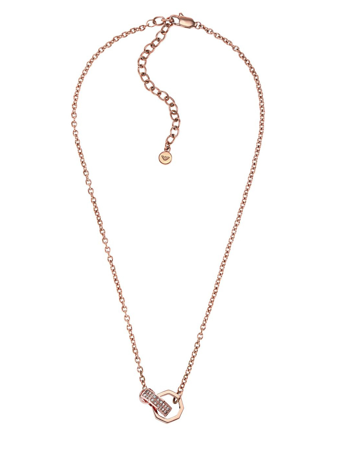 Emporio Armani Rose Gold-Plated Stainless Steel Stone Studded Minimal Necklace