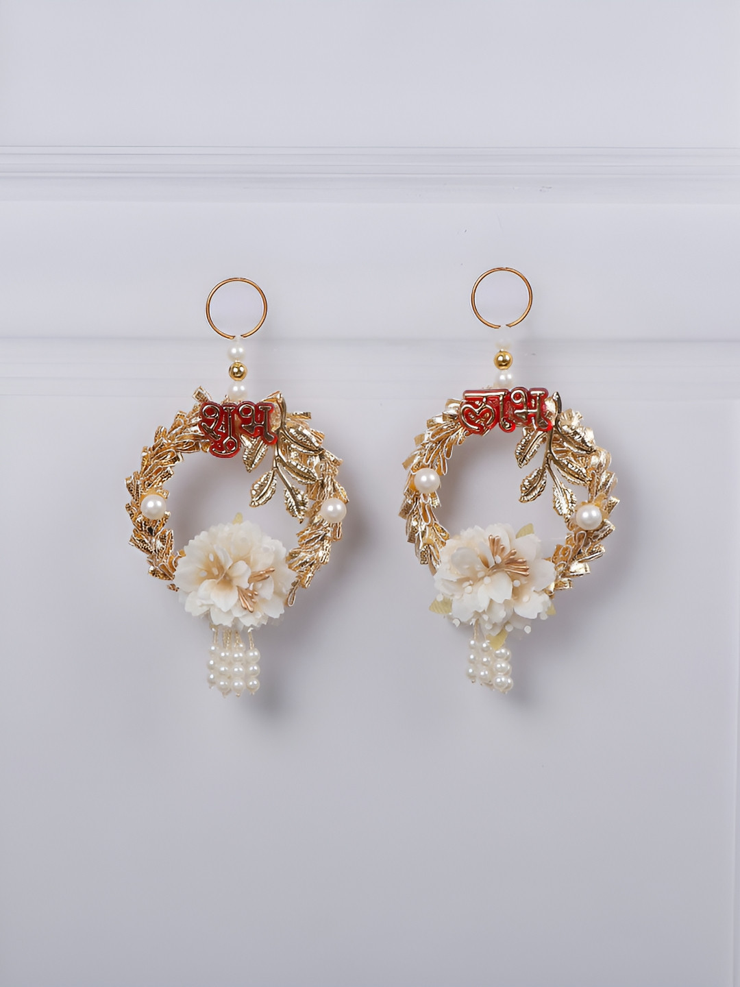 Archies Shubh Labh Pearl Hanging Plastic Floral Glossy Hall 2Pcs Wall Hangings-6.3In