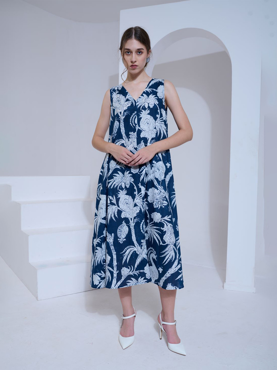 The Quince Life Floral Kimono Sleeve Fit & Flare Dress