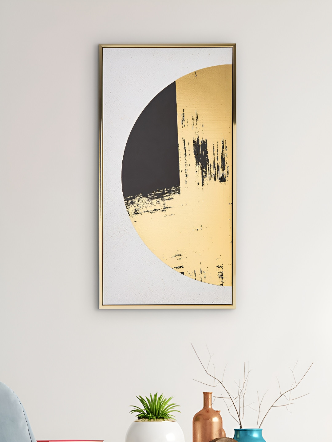Home Centre Artistry Black & Beige Abstract Printed Wooden Wall Art