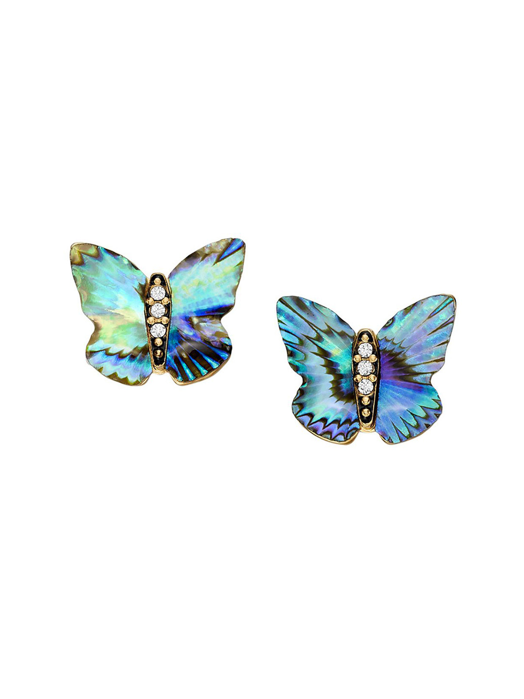 Fossil Butterfly Stone Studs Earrings
