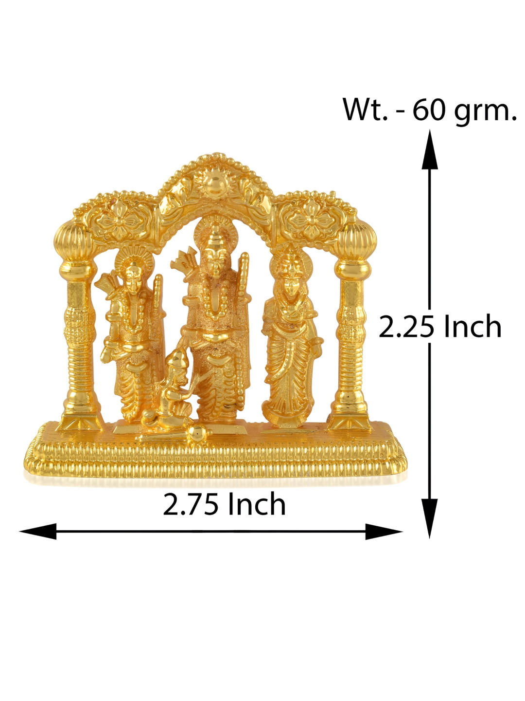 MEMOIR Ram darbar Temple Gold Brass Metallic Prayer Room Medium Showpiece - 2.2 Inches