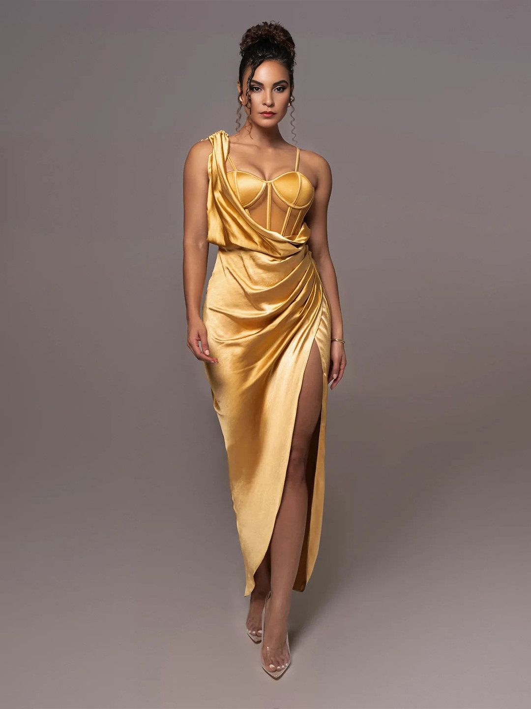 Bee Boe Women Gathered Drape Maxi Dress