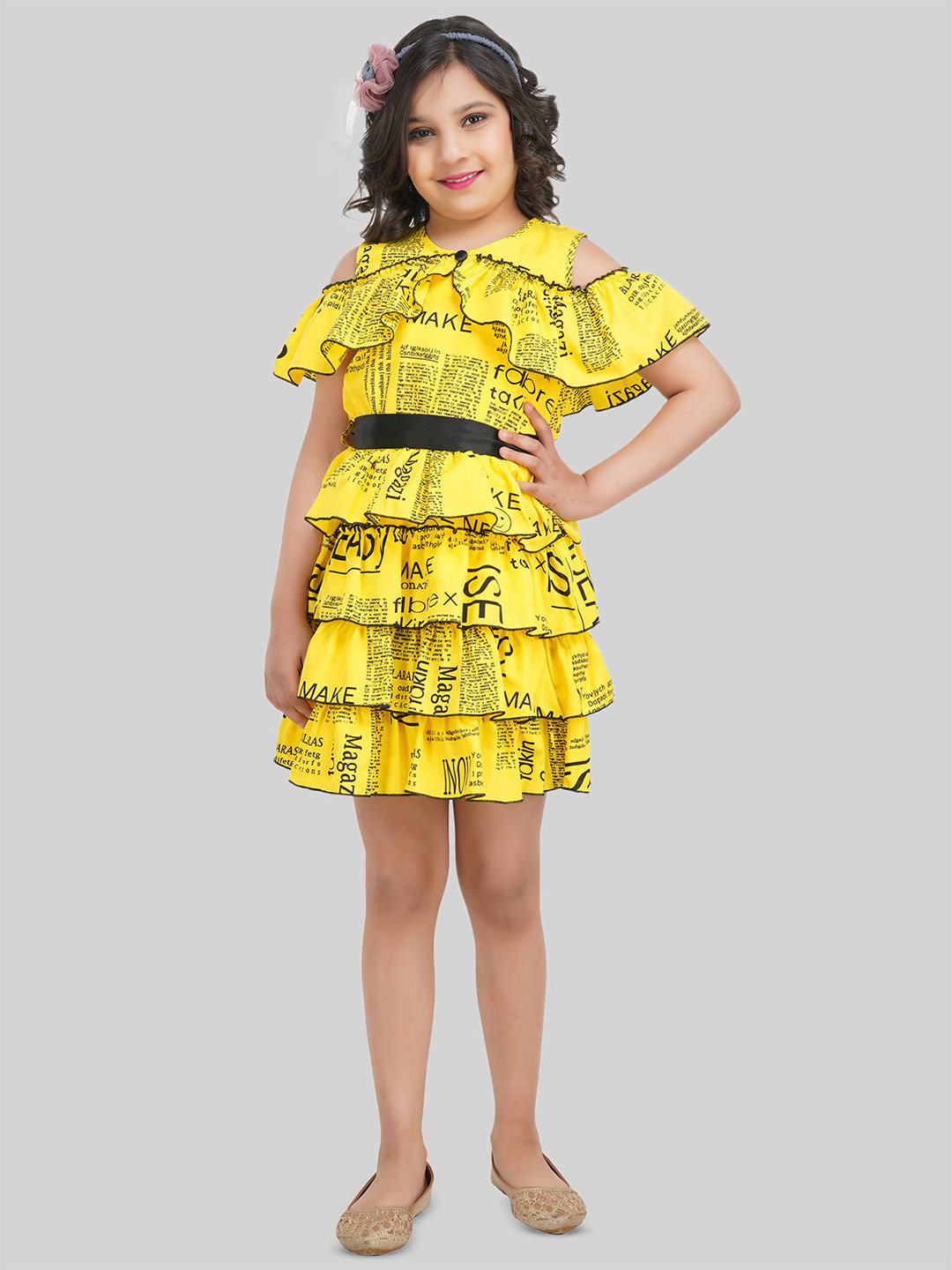 BEING NAUGHTY Girls Geomatric Print Crepe Fit & Flare Dress