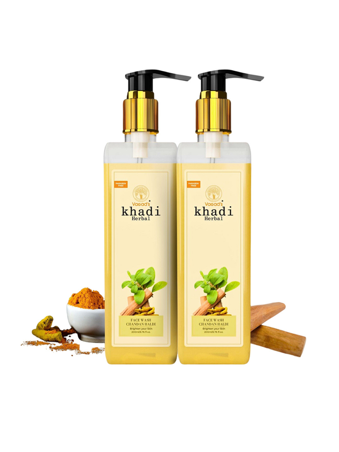Vagads Set Of 2 Khadi Herbal Chandan Haldi Face Wash - 200 ml Each