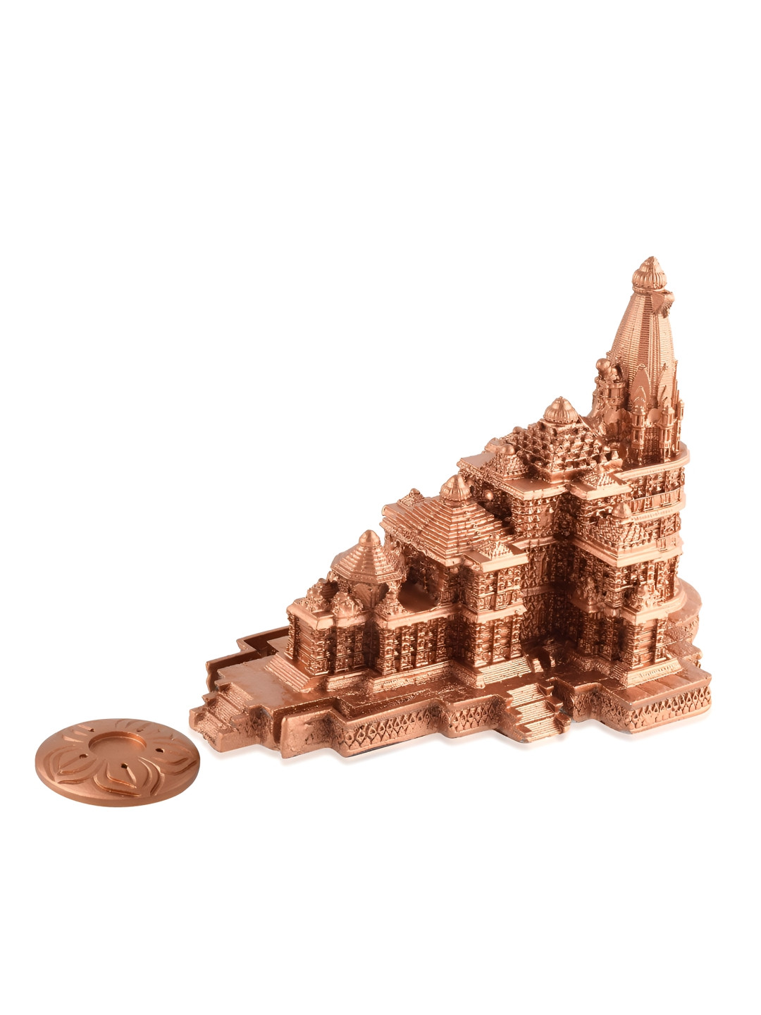 MEMOIR Replica Model Ayodhya Ram Mandir Bronze Brass Glossy Prayer Room Medium Showpiece -