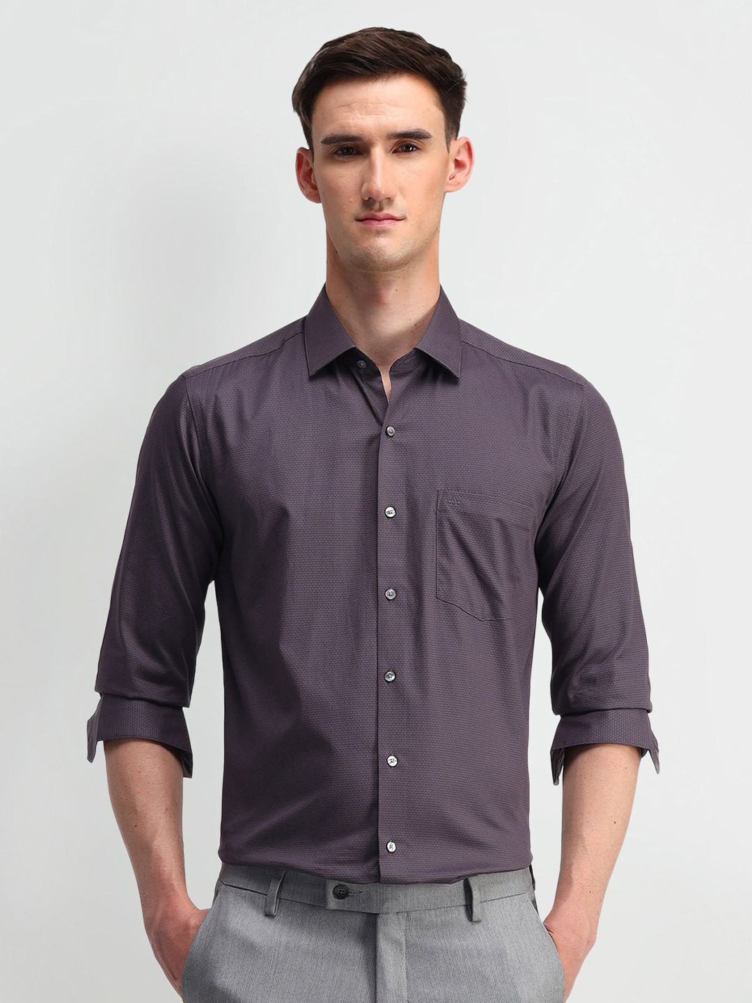 Arrow Men Manhattan Spread Collar Solid Cotton Slim Fit Formal Shirt